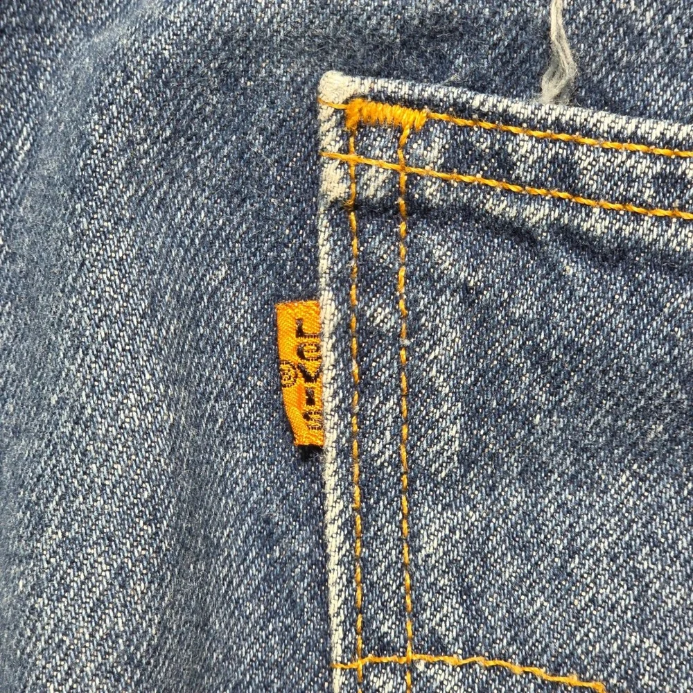 Vintage Orange Tab 505 Regular Straight Jeans Mens 40x32 Blue Levis Made in USA